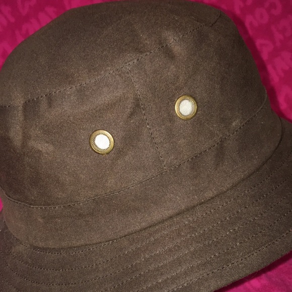 Henschel Hat Co 💯 cotton oil cloth all weather bucket hat rain cap vented USA - Picture 7 of 15